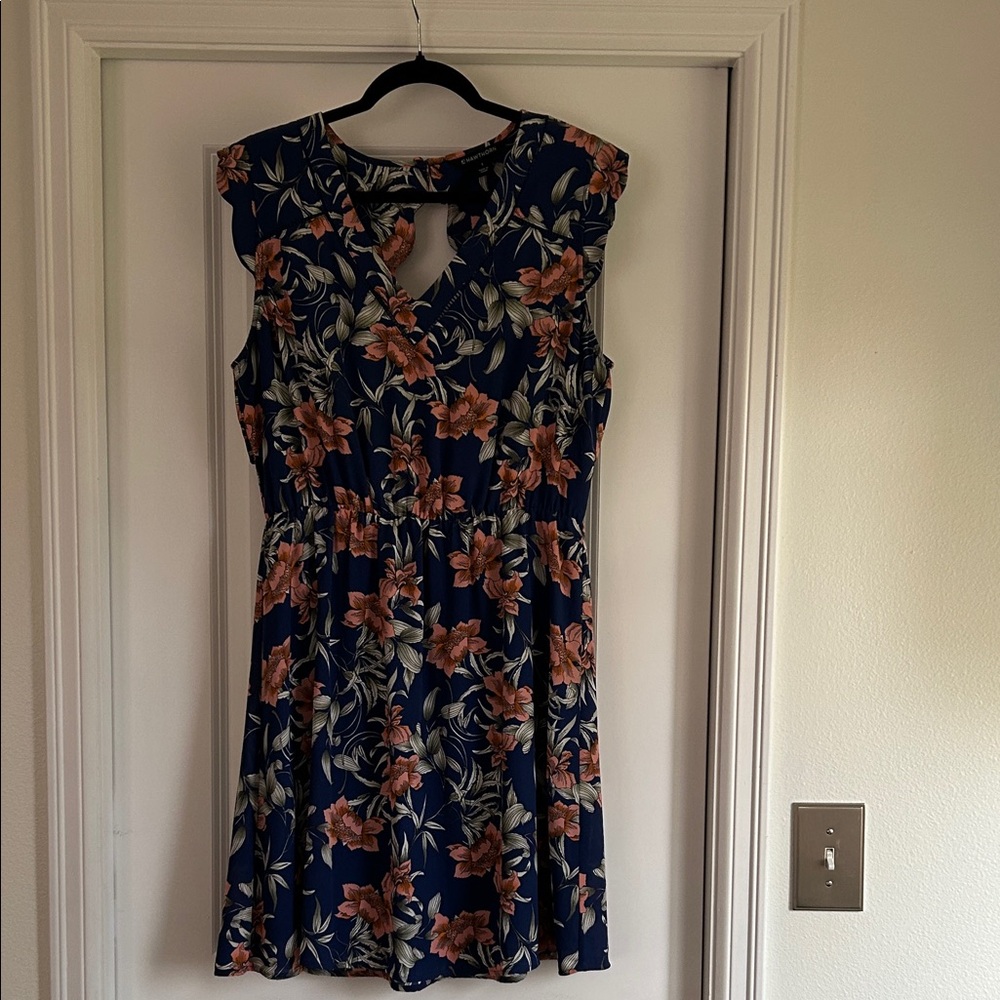 41 Hawthorn Navy and Coral Floral Mini Dress